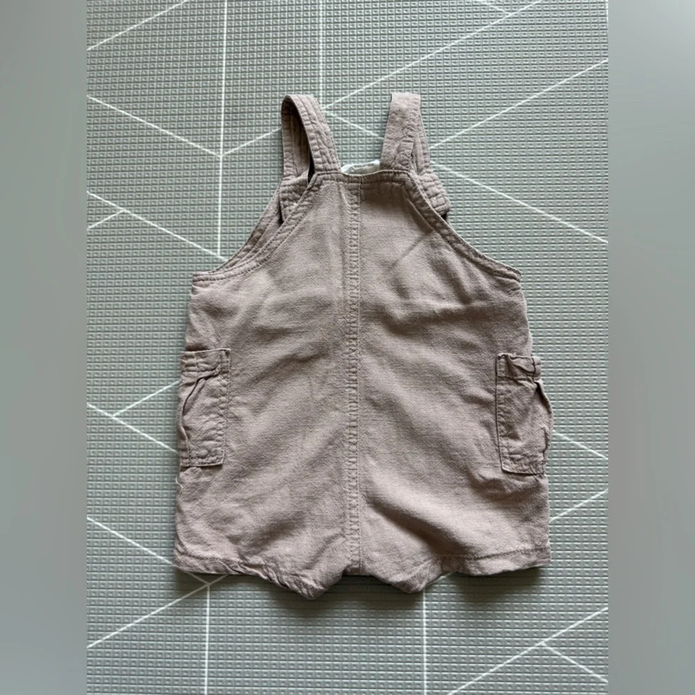 Cotton On|Baby gender neutral tan linen Romper Overalls•••Boho summer style 3/6M